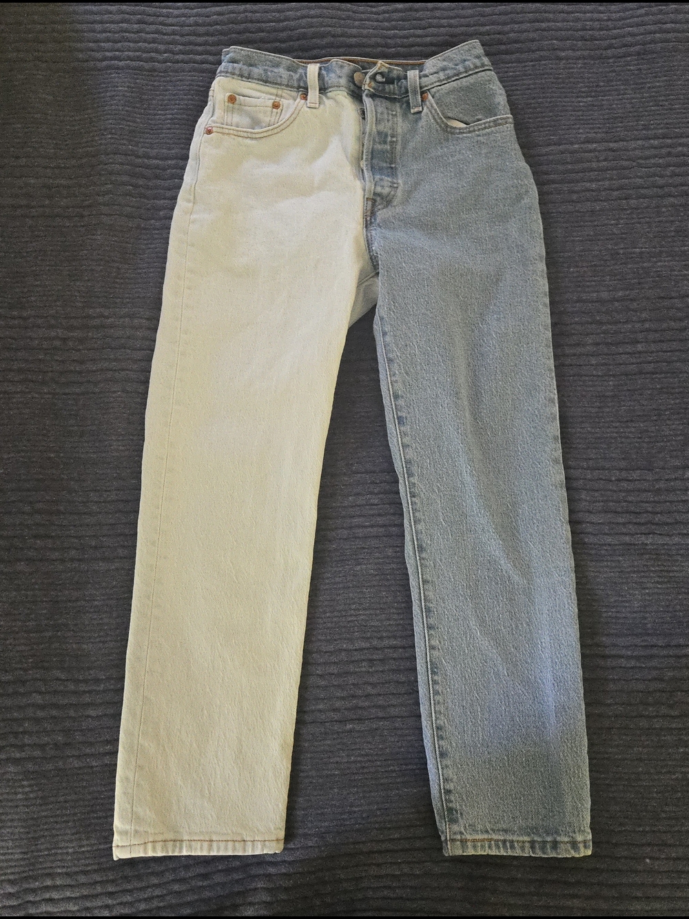 Levi's 501 Crop Straight Leg Two Tone Jeans - 25 W, 26 L